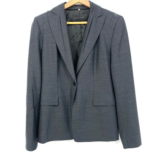 Size 6 Elie Tahari Blazer Dark Gray Button Front E - Picture 1 of 6